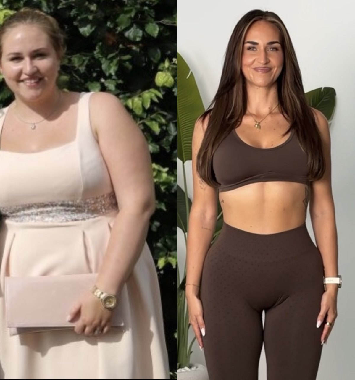 Johanna vorher mit 122 Kilo und heute, 55 Kilo leichter